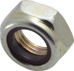 Value Collection - 3/8-24 UNF Grade 2 Hex Jam Lock Nut with Nylon Insert - 9/16" Width Across Flats, 9/32" High, Zinc-Plated Finish - Industrial Tool & Supply