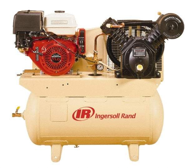Ingersoll-Rand - 13 HP Two Stage Gas Engine Air Compressor - Honda Engine, Horizontal Configuration, 30 Gallon, 19 CFM, 175 Max psi - Industrial Tool & Supply