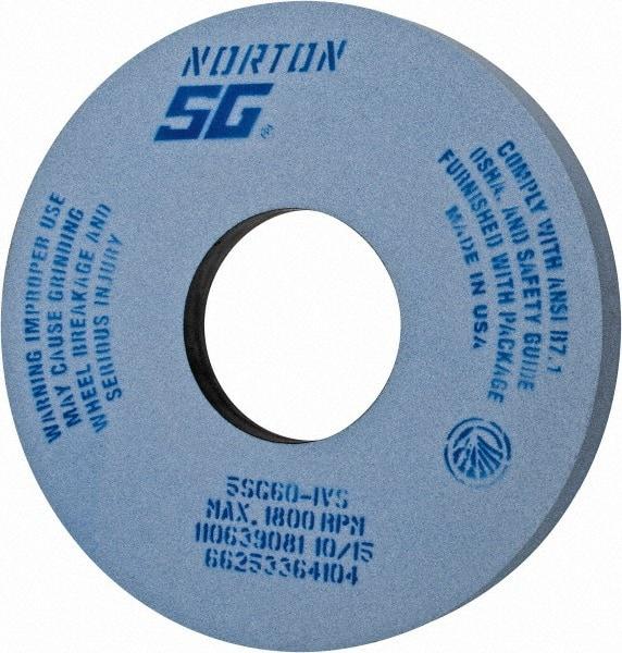 Norton - 14" Diam x 5" Hole x 1-1/2" Thick, I Hardness, 60 Grit Surface Grinding Wheel - Ceramic, Type 5, Medium Grade, 1,800 Max RPM, Vitrified Bond, One-Side Recess - Industrial Tool & Supply