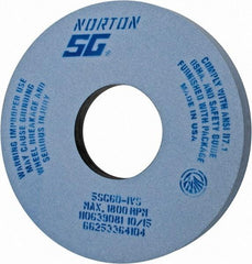 Norton - 14" Diam x 5" Hole x 1-1/2" Thick, I Hardness, 60 Grit Surface Grinding Wheel - Ceramic, Type 5, Medium Grade, 1,800 Max RPM, Vitrified Bond, One-Side Recess - Industrial Tool & Supply