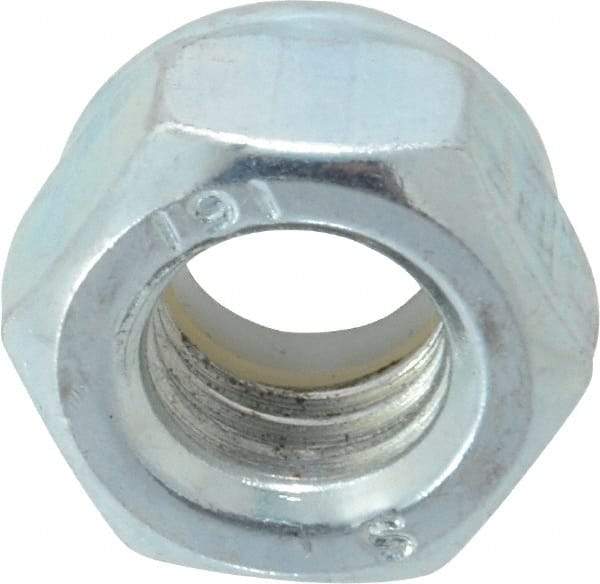Value Collection - M12x1.75 Metric Coarse Grade 8 Hex Lock Nut with Nylon Insert - 12mm High, Zinc-Plated Finish - Industrial Tool & Supply