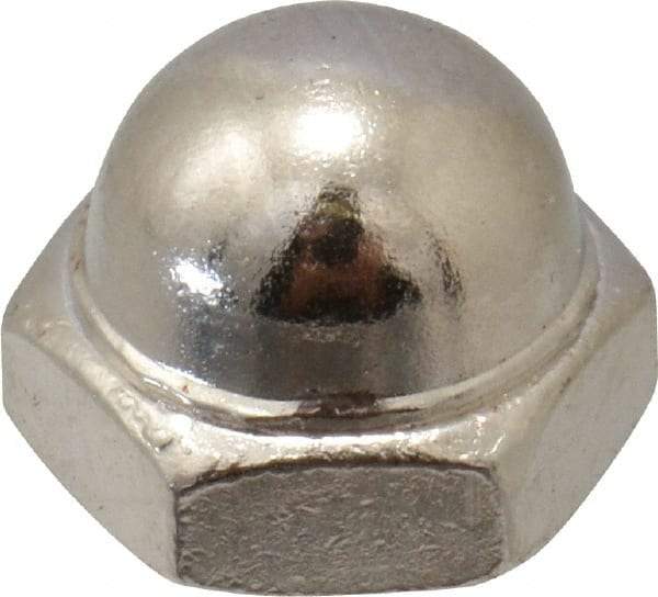 Value Collection - #8-32 UNC, 5/16" Width Across Flats, Nickel Plated, Steel Acorn Nut - 1/4" Overall Height, Grade 2 - Industrial Tool & Supply