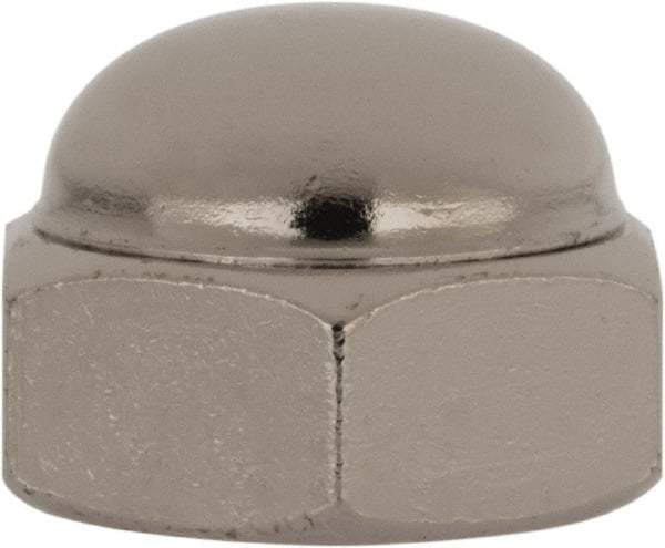Value Collection - 1/2-13" UNC, 3/4" Width Across Flats, Nickel Plated, Steel Acorn Nut - 9/16" Overall Height, Grade 2 - Industrial Tool & Supply