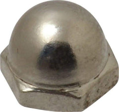 Value Collection - #10-32 UNF, 3/8" Width Across Flats, Nickel Plated, Steel Acorn Nut - 11/32" Overall Height, Grade 2 - Industrial Tool & Supply
