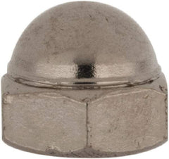 Value Collection - 1/4-28" UNF, 7/16" Width Across Flats, Nickel Plated, Steel Acorn Nut - 21/64" Overall Height, Grade 2 - Industrial Tool & Supply
