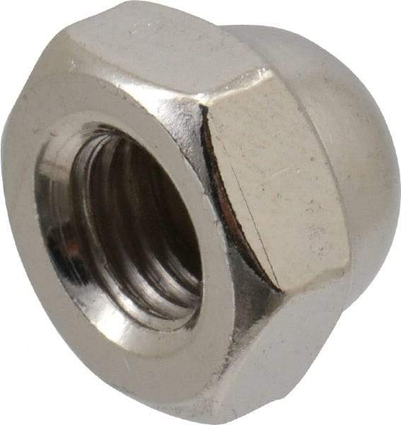 Value Collection - 5/16-24" UNF, 9/16" Width Across Flats, Nickel Plated, Steel Acorn Nut - 3/8" Overall Height, Grade 2 - Industrial Tool & Supply