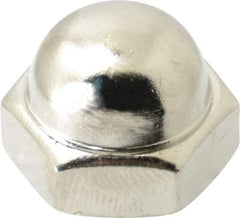 Value Collection - 3/8-24" UNF, 5/8" Width Across Flats, Nickel Plated, Steel Acorn Nut - 27/64" Overall Height, Grade 2 - Industrial Tool & Supply