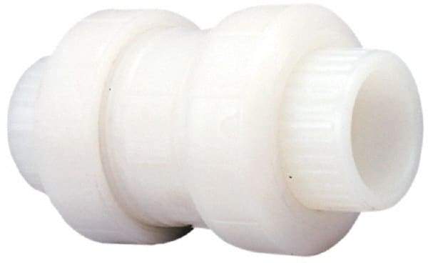 NIBCO - 1-1/2" Pipe, Full Port, PVDF True Union Design Ball Valve - 1 Piece, Inline - One Way Flow, Solvent x Solvent Ends, Wedge Handle, 150 WOG - Industrial Tool & Supply