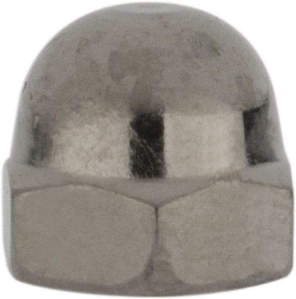 Value Collection - #8-32 UNC, 5/16" Width Across Flats, Nickel Plated, Brass Acorn Nut - 1/4" Overall Height - Industrial Tool & Supply