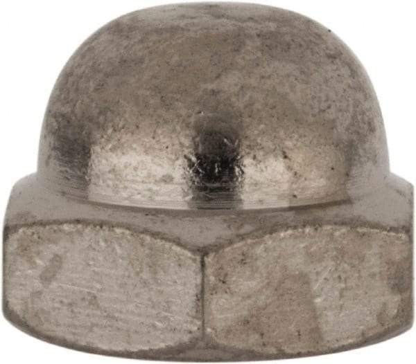 Value Collection - 5/16-18" UNC, 9/16" Width Across Flats, Nickel Plated, Brass Acorn Nut - 3/8" Overall Height - Industrial Tool & Supply