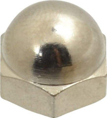 Value Collection - 1/4-28" UNF, 7/16" Width Across Flats, Nickel Plated, Brass Acorn Nut - 21/64" Overall Height - Industrial Tool & Supply