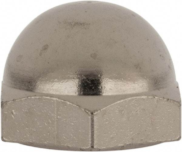 Value Collection - 7/16-20" UNF, 5/8" Width Across Flats, Nickel Plated, Brass Acorn Nut - 11/16" Overall Height - Industrial Tool & Supply