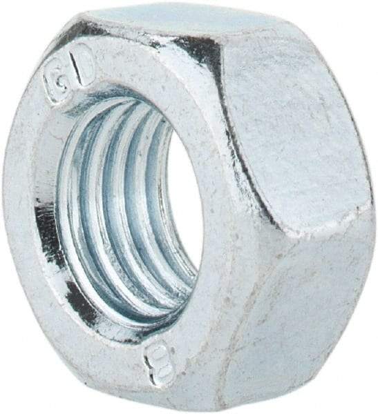 Value Collection - M8x1.00 Metric Fine Steel Right Hand Hex Nut - 13mm Across Flats, 6.5mm High, Zinc-Plated Finish - Industrial Tool & Supply