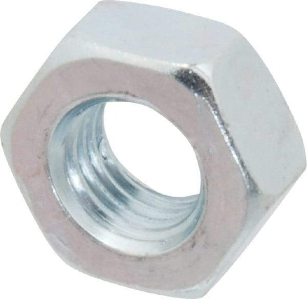 Value Collection - M10x1.25 Metric Fine Steel Right Hand Hex Nut - 17mm Across Flats, 8mm High, Zinc-Plated Finish - Industrial Tool & Supply
