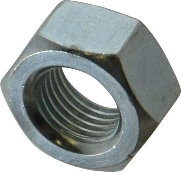 Value Collection - M12x1.25 Metric Extra Fine Steel Right Hand Hex Nut - 19mm Across Flats, 10mm High, Zinc-Plated Finish - Industrial Tool & Supply