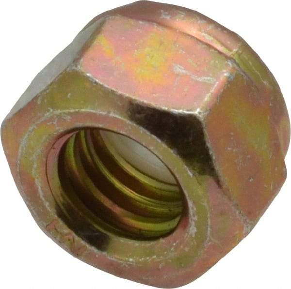 Value Collection - 5/16-18 UNC Grade 8 Hex Lock Nut with Nylon Insert - 1/2" Width Across Flats, 23/64" High, Zinc Yellow Dichromate Finish - Industrial Tool & Supply