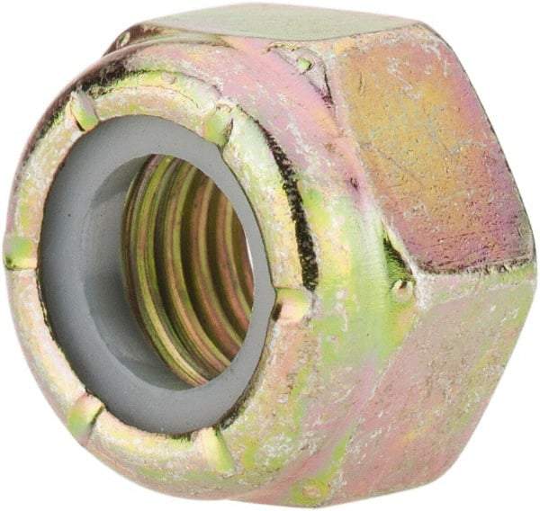 Value Collection - 5/16-24 UNF Grade 8 Hex Lock Nut with Nylon Insert - 1/2" Width Across Flats, 23/64" High, Zinc Yellow Dichromate Finish - Industrial Tool & Supply