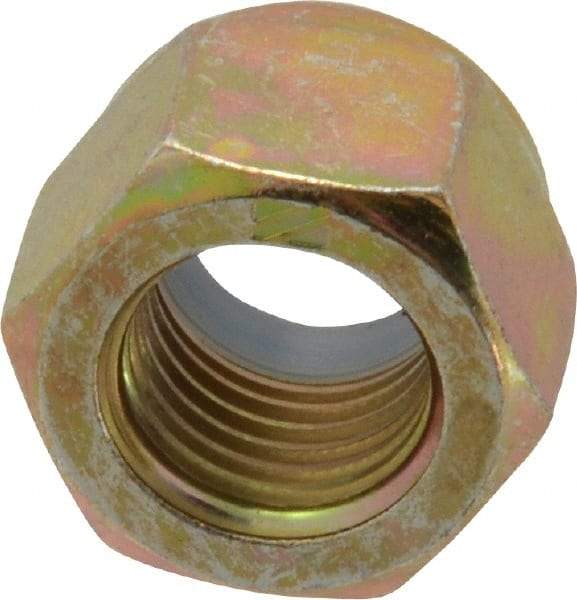 Value Collection - 3/8-24 UNF Grade 8 Hex Lock Nut with Nylon Insert - 9/16" Width Across Flats, 15/32" High, Zinc Yellow Dichromate Finish - Industrial Tool & Supply