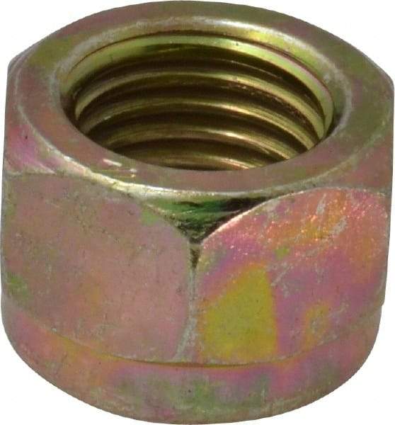 Value Collection - 7/16-20 UNF Grade 8 Hex Lock Nut with Nylon Insert - 11/16" Width Across Flats, 15/32" High, Zinc Yellow Dichromate Finish - Industrial Tool & Supply