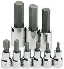 SK - 9 Piece 3/8 & 1/2" Drive Inch Hex Bit Socket Set - 5/32 to 5/8" Hex - Industrial Tool & Supply