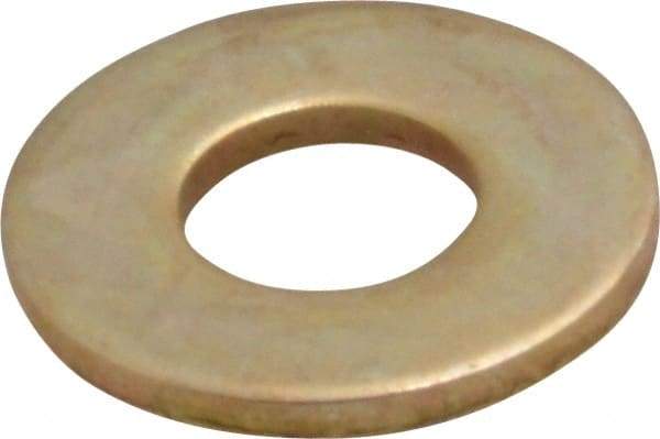 Value Collection - #10 Screw, Grade 8 Steel USS Flat Washer - 1/4" ID 3/64" Thick, Zinc Yellow Dichromate Finish - Industrial Tool & Supply
