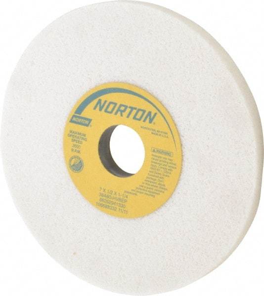 Norton - 7" Diam x 1-1/4" Hole x 1/2" Thick, H Hardness, 60 Grit Surface Grinding Wheel - Aluminum Oxide, Type 1, Medium Grade, 3,600 Max RPM, Vitrified Bond, No Recess - Industrial Tool & Supply