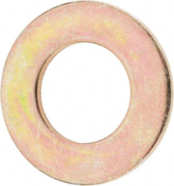 Value Collection - 1" Screw, Grade 8 Steel SAE Flat Washer - 1-1/16" ID x 2" OD, 9/64" Thick, Zinc Yellow Dichromate Finish - Industrial Tool & Supply