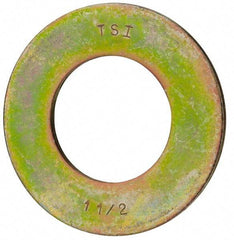 Value Collection - 1-1/2" Screw, Grade 8 Steel SAE Flat Washer - 1-9/16" ID x 3" OD, 5/32" Thick, Zinc Yellow Dichromate Finish - Industrial Tool & Supply