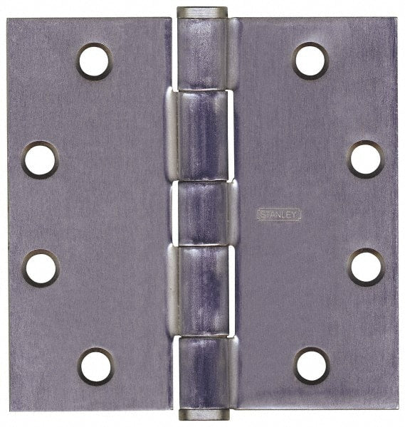 Stanley - 4-1/2" Long x 4-1/2" Wide Steel Full Mortise Commercial Hinge - Industrial Tool & Supply