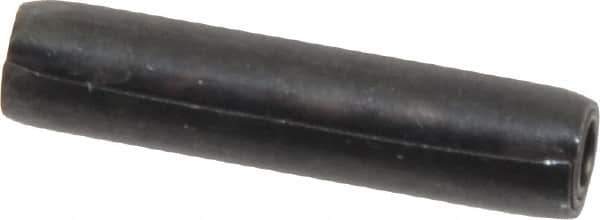 Made in USA - 7/32" Diam x 1" Long Coiled Spring Pin - Grade 1070-1090 Alloy Steel, Black Oxide Finish - Industrial Tool & Supply