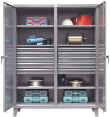 Strong Hold - 6 Shelf 10 Bin Locking Storage Cabinet - Steel, 60" Wide x 24" Deep x 78" High, Dark Gray - Industrial Tool & Supply