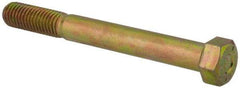 Made in USA - 9/16-12 UNC, 5" Length Under Head Hex Head Cap Screw - Partially Threaded, Grade L9 Alloy Steel, Zinc Yellow Dichromate Finish, 13/16" Hex - Industrial Tool & Supply