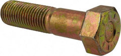 Made in USA - 1-1/4 - 7 UNC, 5" Length Under Head Hex Head Cap Screw - Partially Threaded, Grade L9 Alloy Steel, Zinc Yellow Dichromate Finish, 1-7/8" Hex - Industrial Tool & Supply