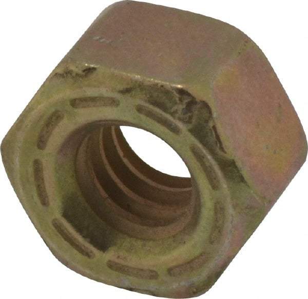 Made in USA - 1/4-20 UNC Steel Right Hand Hex Nut - 7/16" Across Flats, 7/32" High, Zinc Yellow Dichromate Cad & Waxed Finish - Industrial Tool & Supply