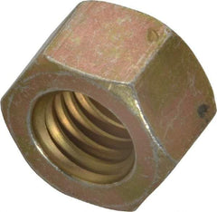 Value Collection - 7/16-14 UNC Steel Right Hand Hex Nut - 11/16" Across Flats, 3/8" High, Zinc Yellow Dichromate Cad & Waxed Finish - Industrial Tool & Supply