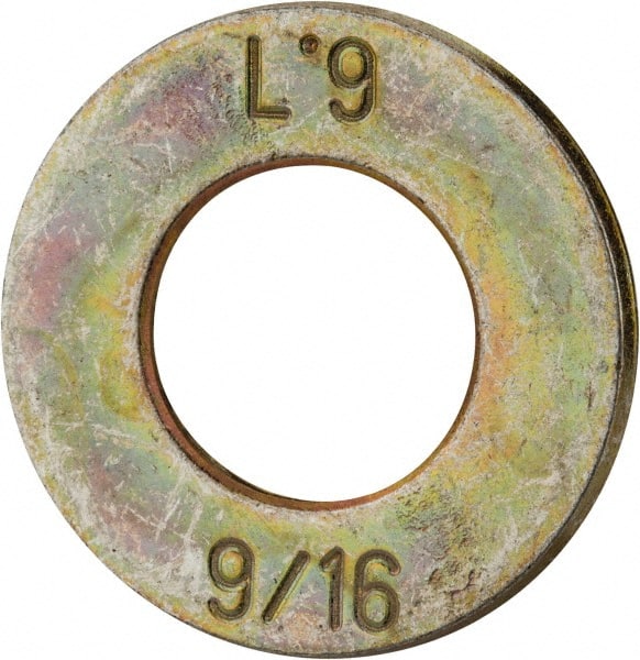 Made in USA - 9/16" Screw, Grade 9 Steel SAE Flat Washer - Industrial Tool & Supply