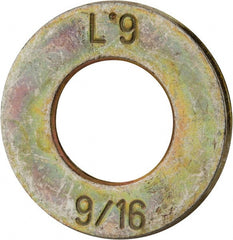Made in USA - 9/16" Screw, Grade 9 Steel SAE Flat Washer - Industrial Tool & Supply