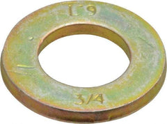 Value Collection - 3/4" Screw, Grade 9 Steel SAE Flat Washer - Zinc Yellow Dichromate Finish - Industrial Tool & Supply