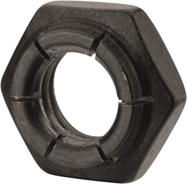 Flex-Loc - 1/2-13 UNC Grade 2 Heavy Hex Lock Nut with Expanding Flex Top - 21/64" High, Uncoated, Meets Military Specifications - Industrial Tool & Supply