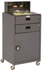 Durham - 2 Drawer, 1 Door Mobile Shop Desk - 23" Wide x 20" Deep x 48" High, Gray - Industrial Tool & Supply