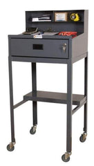 Durham - 1 Drawer Mobile Shop Desk - 23" Wide x 20" Deep x 47-3/4" High, Gray - Industrial Tool & Supply