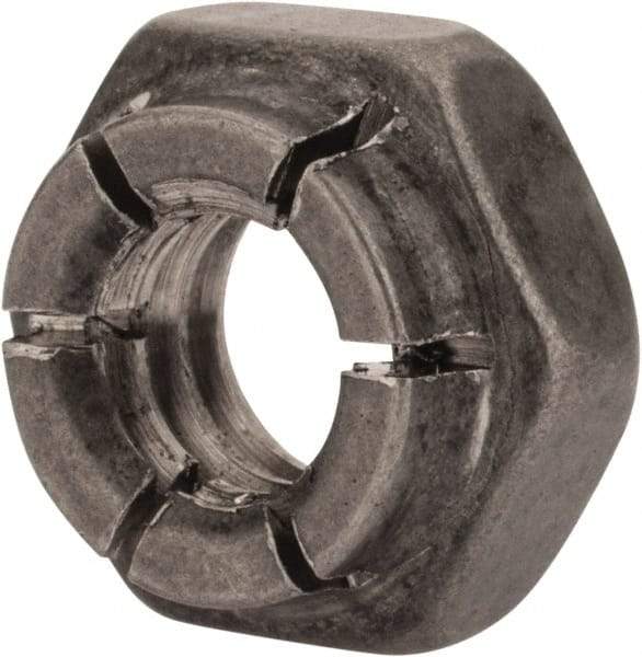 Flex-Loc - 1/4-20 UNC 18-8 Hex Lock Nut with Expanding Flex Top - 7/32" High, Uncoated, Meets Military Specifications - Industrial Tool & Supply