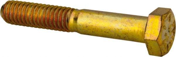 Value Collection - 5/16-18 UNC, 2" Length Under Head Hex Head Cap Screw - Partially Threaded, Grade 8 Alloy Steel, Zinc-Plated Finish, 1/2" Hex - Industrial Tool & Supply