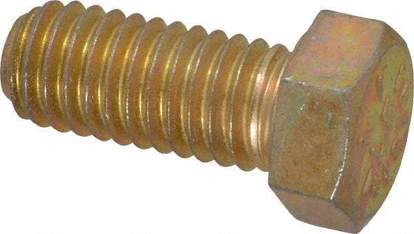 Value Collection - 7/16-14 UNC, 1" Length Under Head Hex Head Cap Screw - Fully Threaded, Grade 8 Alloy Steel, Zinc-Plated Finish, 5/8" Hex - Industrial Tool & Supply