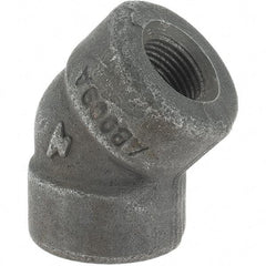 Made in USA - Size 3/8", Class 3,000, Forged Carbon Steel Black Pipe 45° Elbow - 3,000 psi, Threaded End Connection - Industrial Tool & Supply