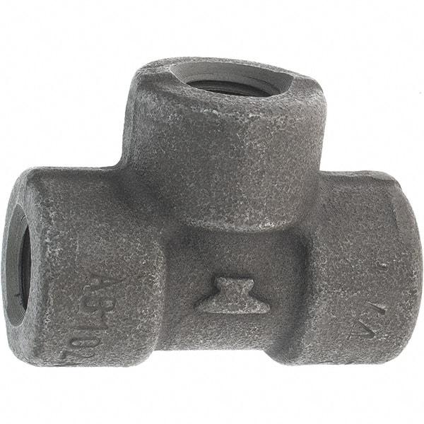 Made in USA - Size 1/4", Class 3,000, Forged Carbon Steel Black Pipe Tee - 3,000 psi, Threaded End Connection - Industrial Tool & Supply