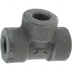 Made in USA - Size 3/8", Class 3,000, Forged Carbon Steel Black Pipe Tee - 3,000 psi, Threaded End Connection - Industrial Tool & Supply
