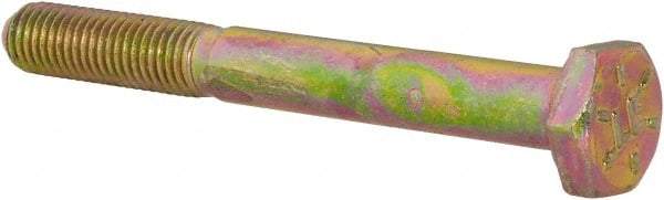 Value Collection - 1/4-28 UNF, 2-1/4" Length Under Head Hex Head Cap Screw - Partially Threaded, Grade 8 Alloy Steel, Zinc-Plated Finish, 7/16" Hex - Industrial Tool & Supply