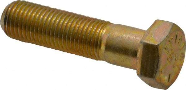 Value Collection - 3/8-24 UNF, 1-1/2" Length Under Head Hex Head Cap Screw - Partially Threaded, Grade 8 Alloy Steel, Zinc-Plated Finish, 9/16" Hex - Industrial Tool & Supply