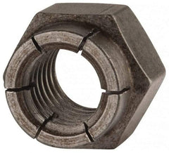 Flex-Loc - 1/2-13 UNC Grade 2 Hex Lock Nut with Expanding Flex Top - 3/4" Width Across Flats, 39/64" High, Uncoated - Industrial Tool & Supply